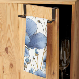 Paño De Cocina Hermosa floral azul claro