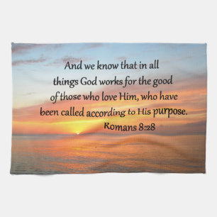 PAÑO DE COCINA HERMOSA FOTO DE ROMANS 8:28 SUNRISE