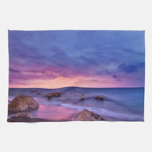 Paño De Cocina Hermosa fotografía de la costa atardecer (Horizontal)