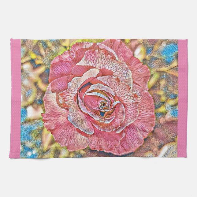 Paño De Cocina Hermosa pintura rosa rosa (Horizontal)