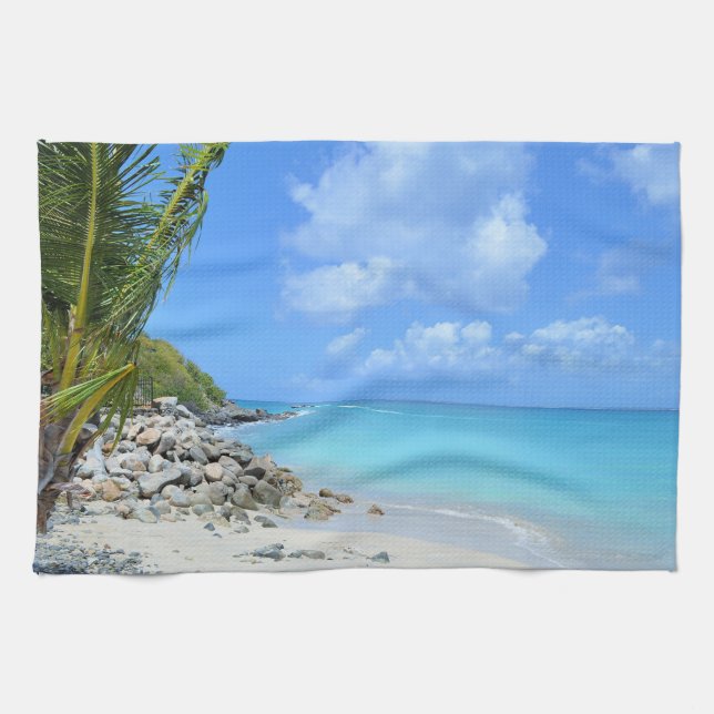 Paño De Cocina Hermosa playa tropical turquesa (Horizontal)
