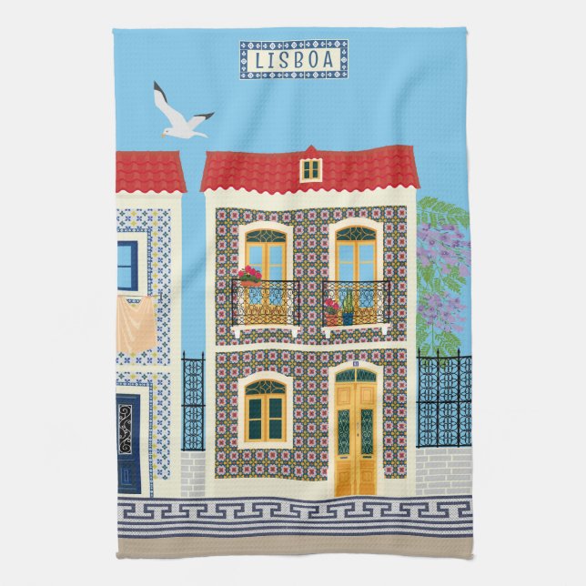 Paño De Cocina Hermosas casas portuguesas con azulejos o azulejos (Vertical)