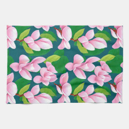 Paño De Cocina Hermosas flores de magnolia rosada
