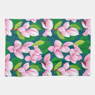 Paño De Cocina Hermosas flores de magnolia rosada