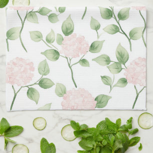 Paño De Cocina Hermosas Flores Rosadas Hojas Verdes  