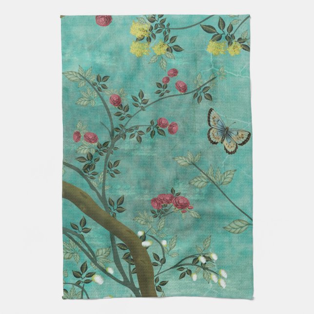 Paño De Cocina Hermosas mariposas antiguas de árboles antiguos (Vertical)