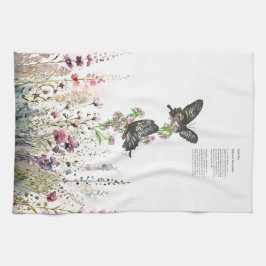 Paño De Cocina Hermosas mariposas Rosas de Ceilán pintadas a mano