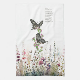 Paño De Cocina Hermosas mariposas Rosas de Ceilán pintadas a mano