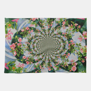 Paño De Cocina Hermosas rosas rojas rosadas retro acuarela floral