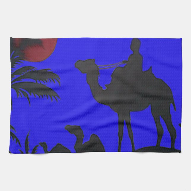 Paño De Cocina Hermoso asombroso Camello Sunset Safari Art Print (Horizontal)