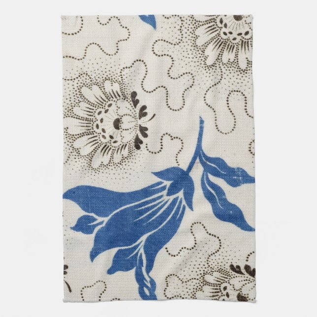 Paño De Cocina Hermoso azul con estipado estampado floral | Toall (Vertical)