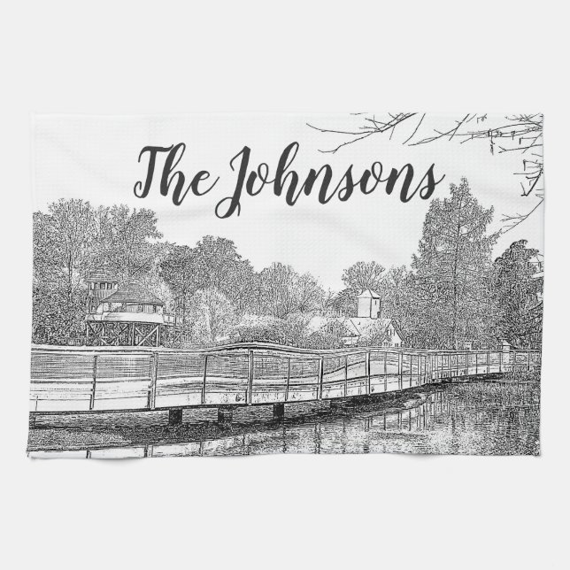 Paño De Cocina Hermoso bosquejo de bosque (Horizontal)