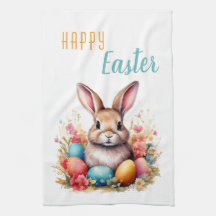 Hermoso conejo colorido de huevos flores feliz Pas