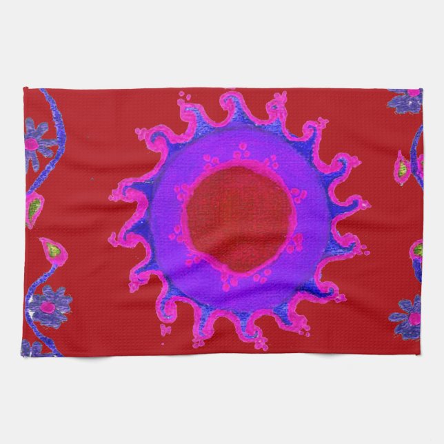 Paño De Cocina Hermoso diseño de arte indio asombroso Motif Mendi (Horizontal)