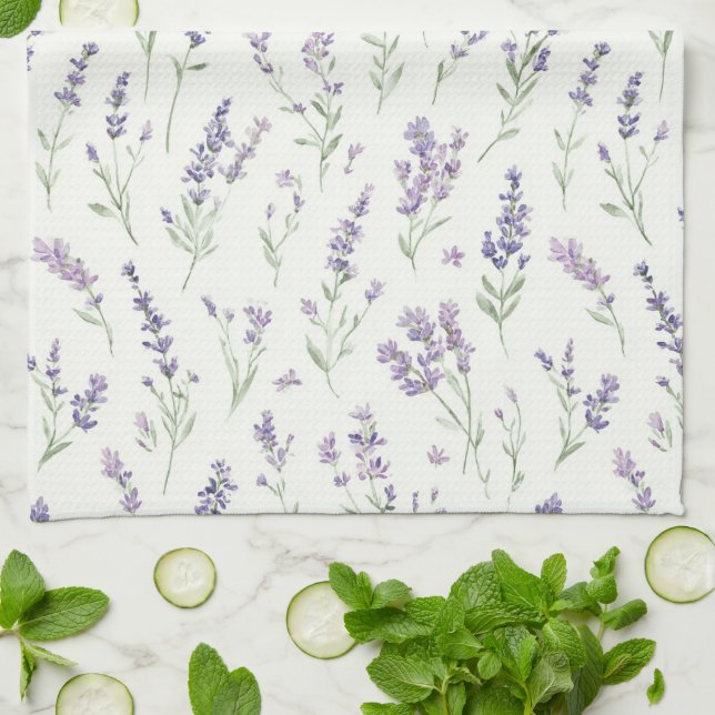Paño De Cocina Hermoso Llavender Flores Blancas Despedida de Solt (Doblado)