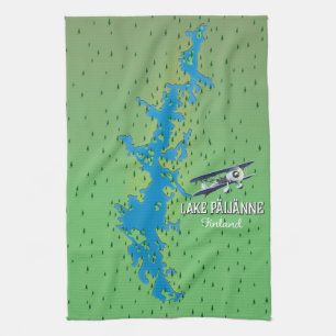 Paño De Cocina Hermoso mapa del lago Päijänne Finlandia