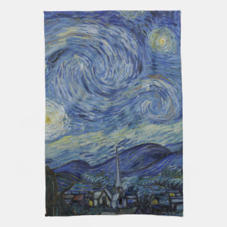 Paño De Cocina Hermoso paisaje Blue Night Sky Golden Stars