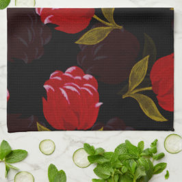 Paño De Cocina Hermoso patrón de bordado de rosas rojas translúci