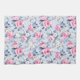 Paño De Cocina Hermoso patrón de flores blancas rosas