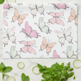 Paño De Cocina Hermoso patrón de mariposa rosa