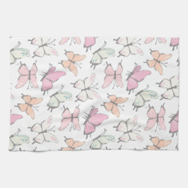 Paño De Cocina Hermoso patrón de mariposa rosa