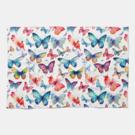Paño De Cocina Hermoso patrón de mariposas con acuarela y arcoíri