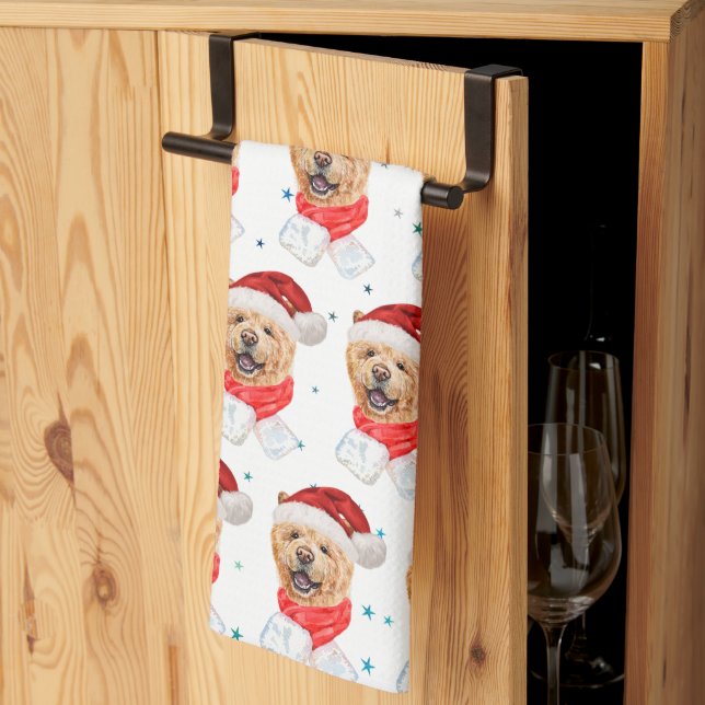 Paño De Cocina Hermoso patrón de perro Chow Chow para Navidad (Pliegue de tercios)