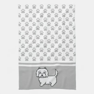 Paño De Cocina Hermoso patrón de perro Westie de dibujos animados