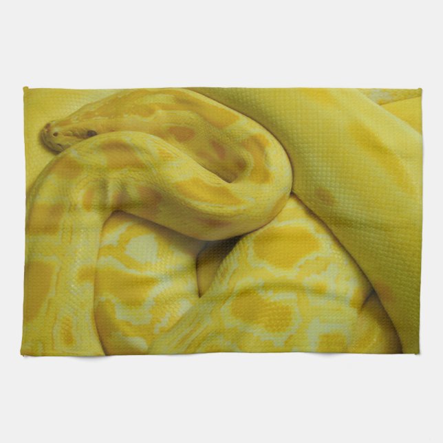 Paño De Cocina Hermoso Python birmano amarillo (Horizontal)