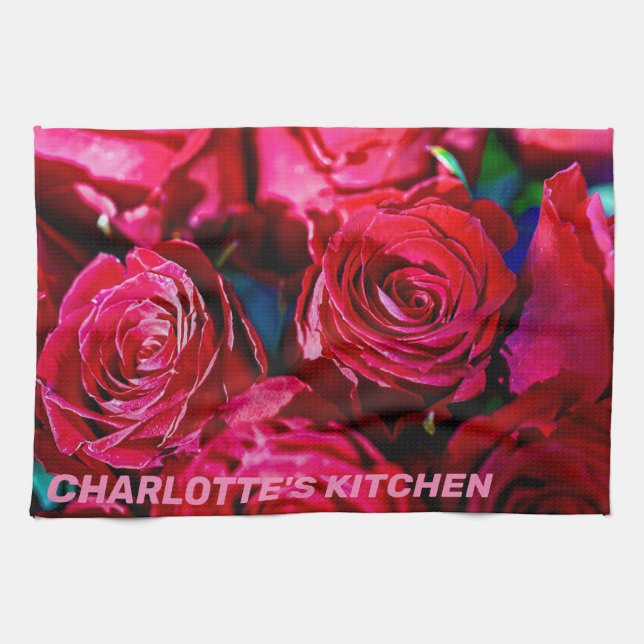 Paño De Cocina Hermoso ramo de rosas rojas (Horizontal)