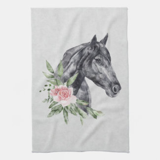 Paño De Cocina Hermoso retrato de cabeza de caballo negro