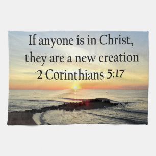 PAÑO DE COCINA HERMOSO SUNRISE 2 CORINTHIANS 5:17 DISEÑO