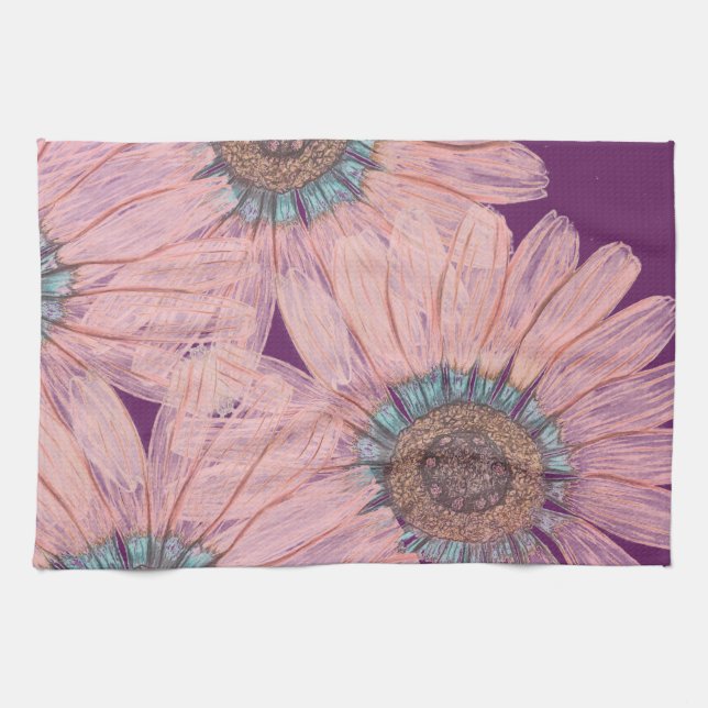 Paño De Cocina Hermoso té de floresToallas de té (Horizontal)