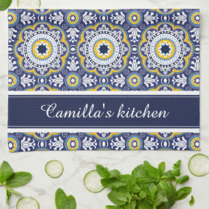 Paño De Cocina 💙 💛 Hermosos Azulejos mediterráneos de época
