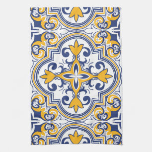 Paño De Cocina 💙 💛 Hermosos azules y amarillos Azulejos 9