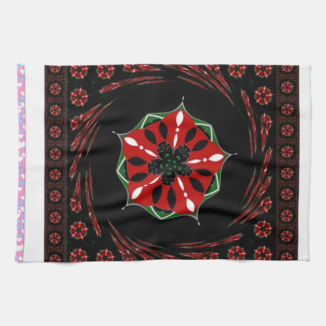 Paño De Cocina Hermosos corazones blancos rosados de diseño de am (Horizontal)