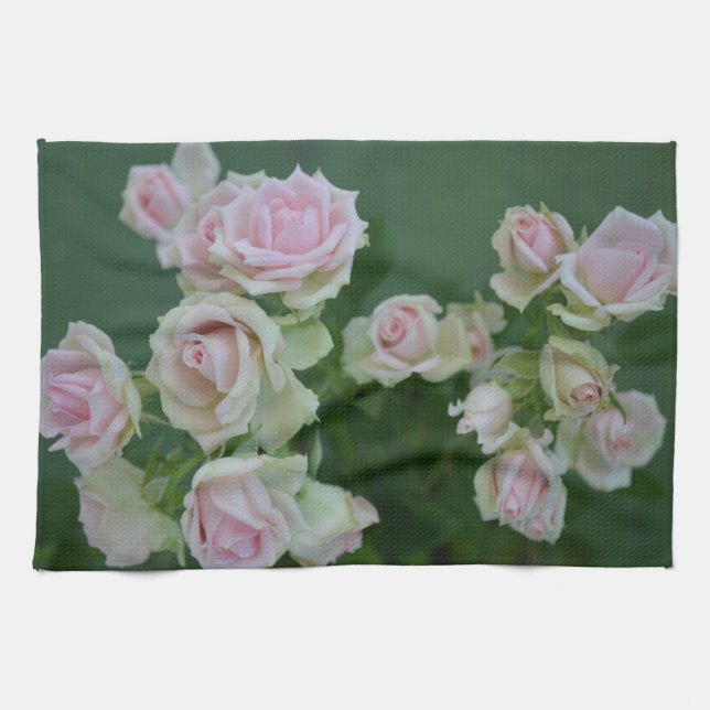 Paño De Cocina Hermosos rosas de jardín rosa claro (Horizontal)