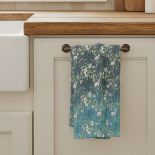 Paño De Cocina Hermosos Y Elegantes Flores Rústicas En Madera Ver