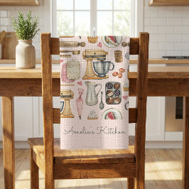 Paño De Cocina Herramientas de repostería en acuarela personaliza