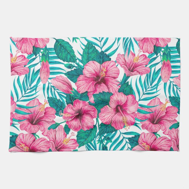 Paño De Cocina Hibiscus y hojas de palmera (Horizontal)