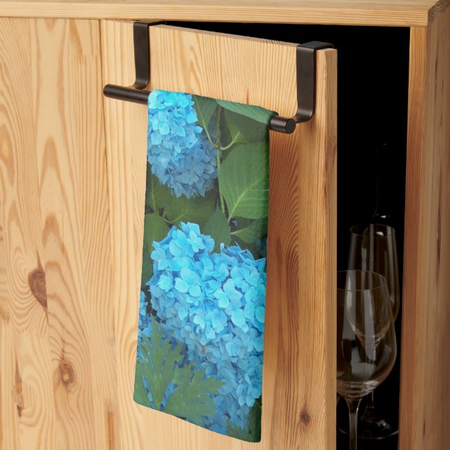 Paño De Cocina Hidrangea azul florecimiento floral (Pliegue de tercios)