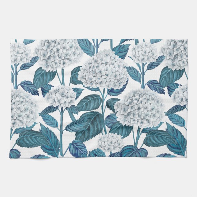 Paño De Cocina Hidrangea blanca acuarela (Horizontal)