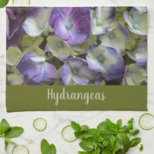 Paño De Cocina Hidrangea púrpura y crema Hermosa floral