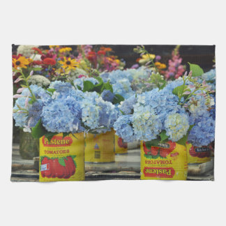 Paño De Cocina Hidrangeas y flores frescas en vainas de tomate