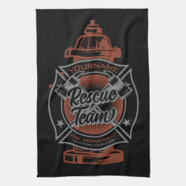 Paño De Cocina Hidrante ADD NOMBRE Equipo de Rescate de Bomberos