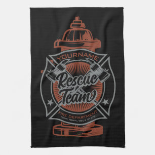 Paño De Cocina Hidrante ADD NOMBRE Equipo de Rescate de Bomberos