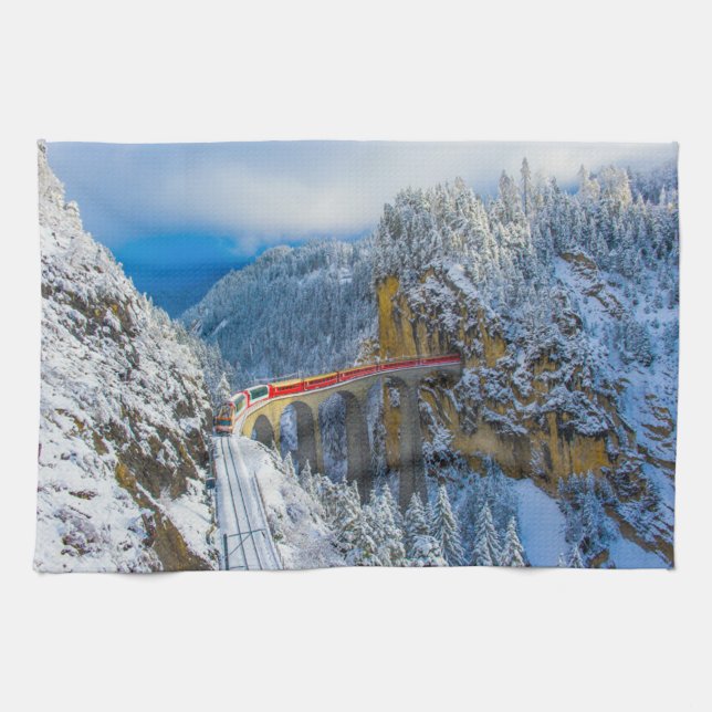 Paño De Cocina Hielo y nieve | Bernina Express, Suiza (Horizontal)