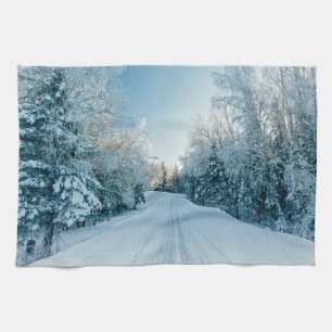 Paño De Cocina Hielo y nieve   Camino de invierno congelado Rusia