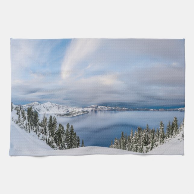 Paño De Cocina Hielo y nieve | Crater Lake Oregon (Horizontal)