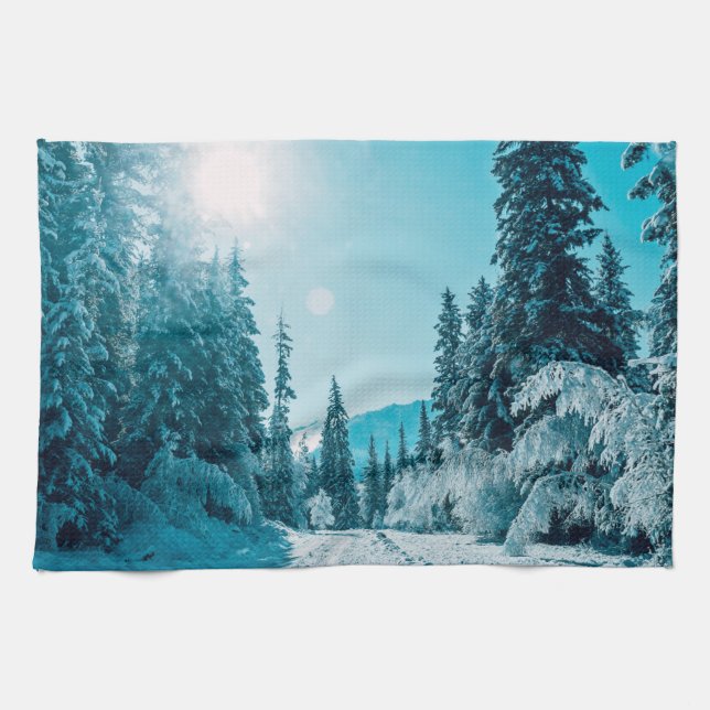 Paño De Cocina Hielo y nieve | Reserva Natural de Altai, Rusia (Horizontal)